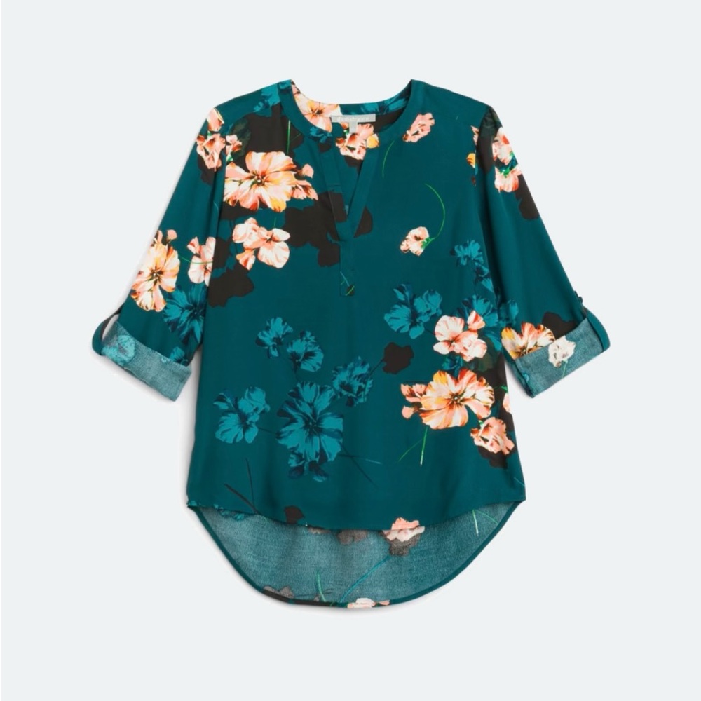 NWT! Daniel Rainn - StitchFix | Koda Split Neck Blouse | Teal Green | XL